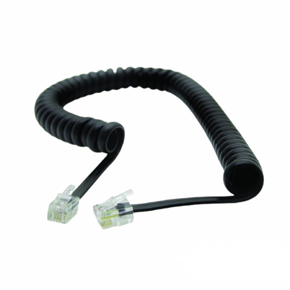 Cabo Telefone 4V/4C RJ10 Macho/Macho 4mt Espiral – Preto