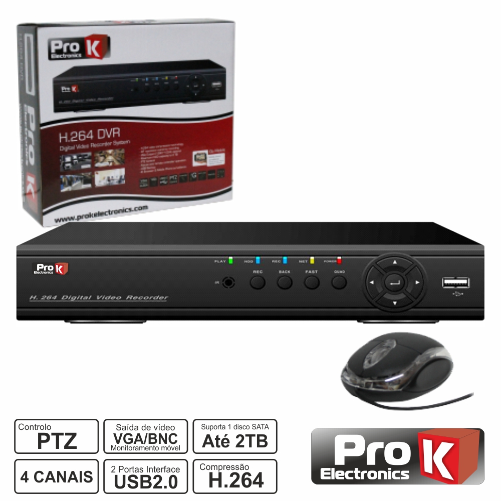 GRAVADOR VIDEO DIGITAL 4 CANAIS H264 p/disc duro