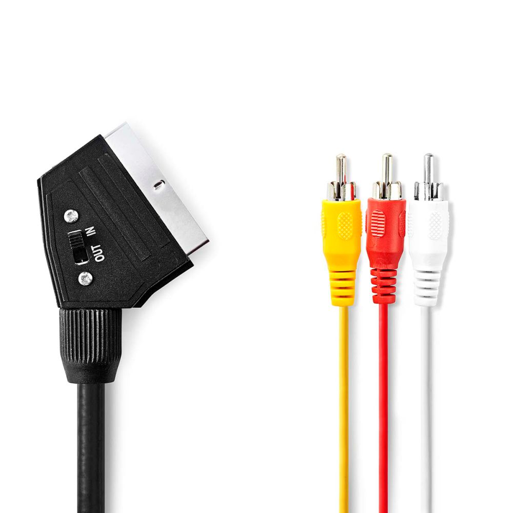 Cabo Scart Macho / 3 RCA Macho  com comutador