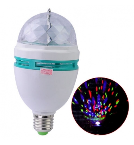 Lâmpada Rotativa 3 LEDS 1W RGB E27 
