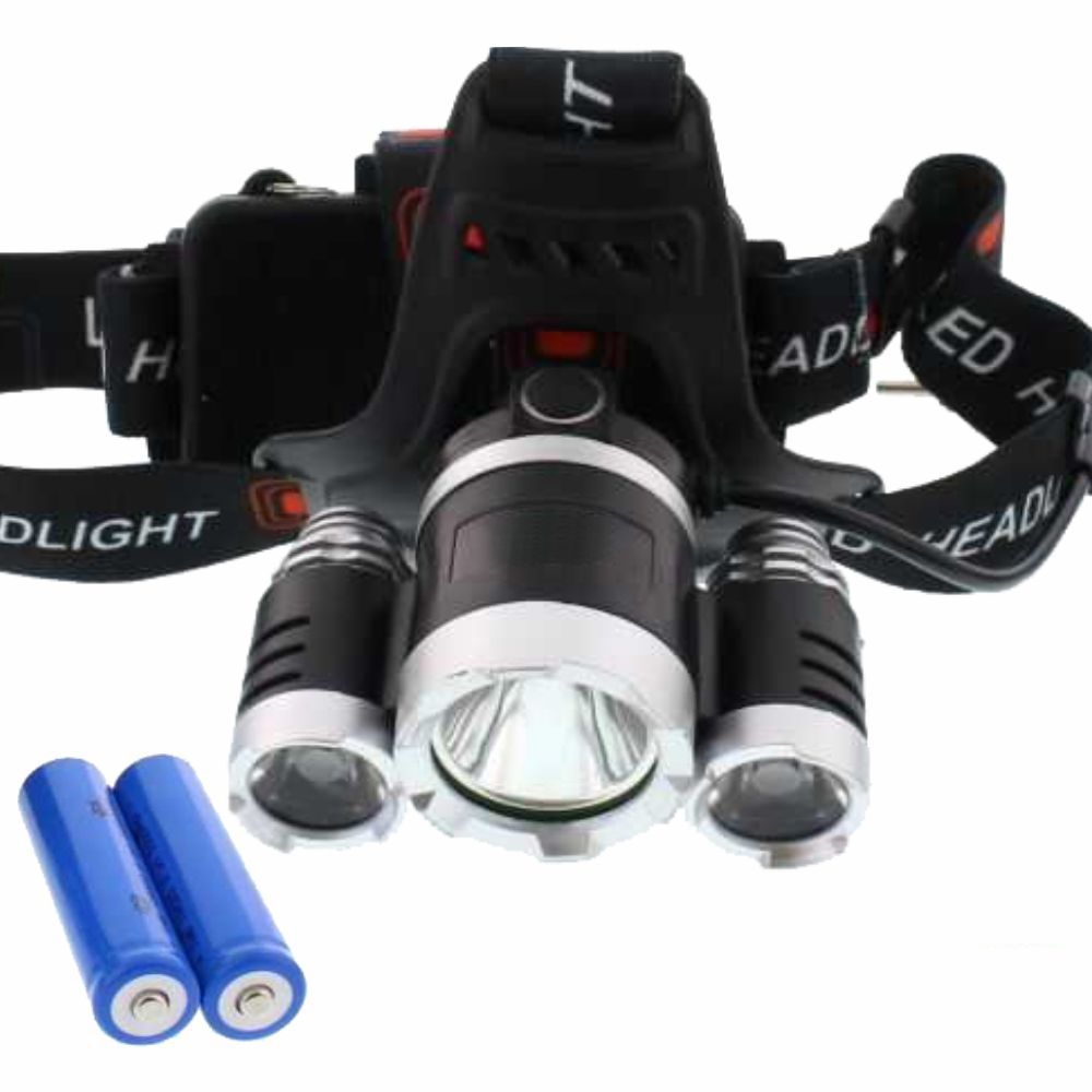 Lanterna De Cabeça T6 + R5 3 LEDS 350lm - recarregavel
