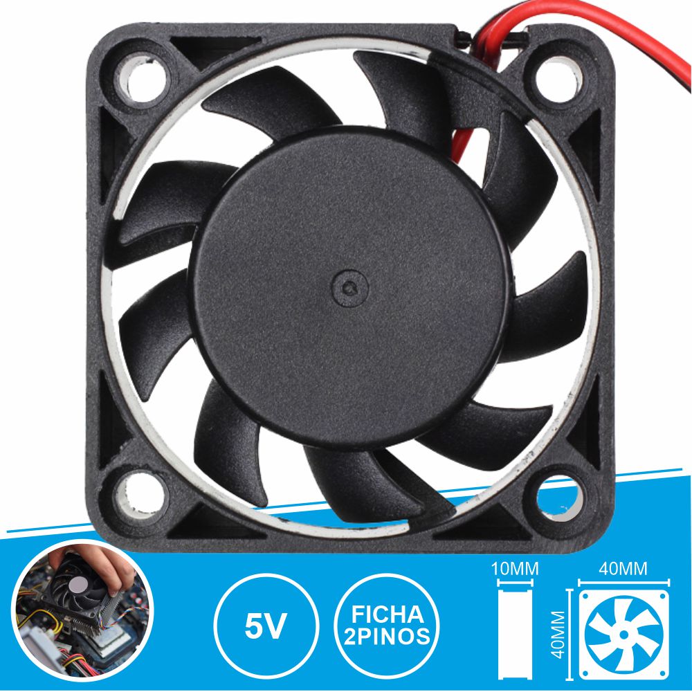 Ventilador DC5V  40x40x10mm  2 Fios