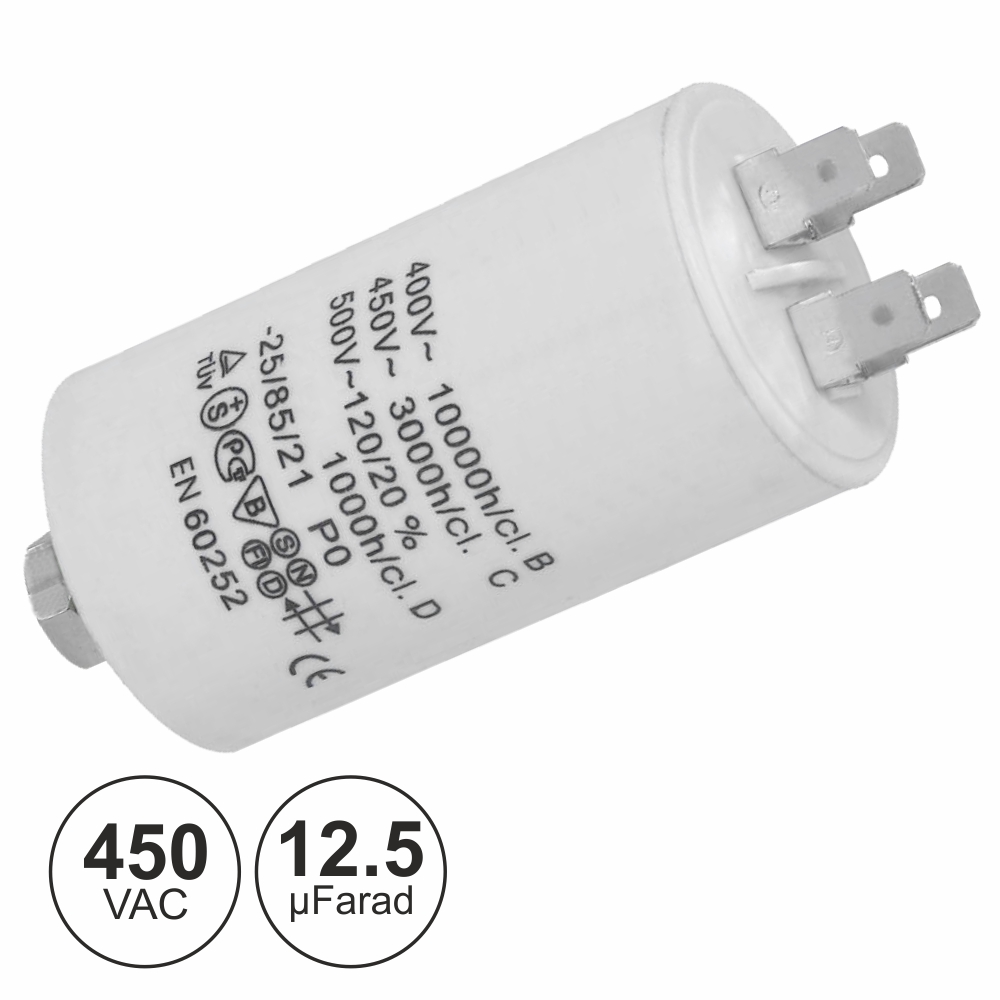 Condensador Arranque 12.5MF 450V + Terra