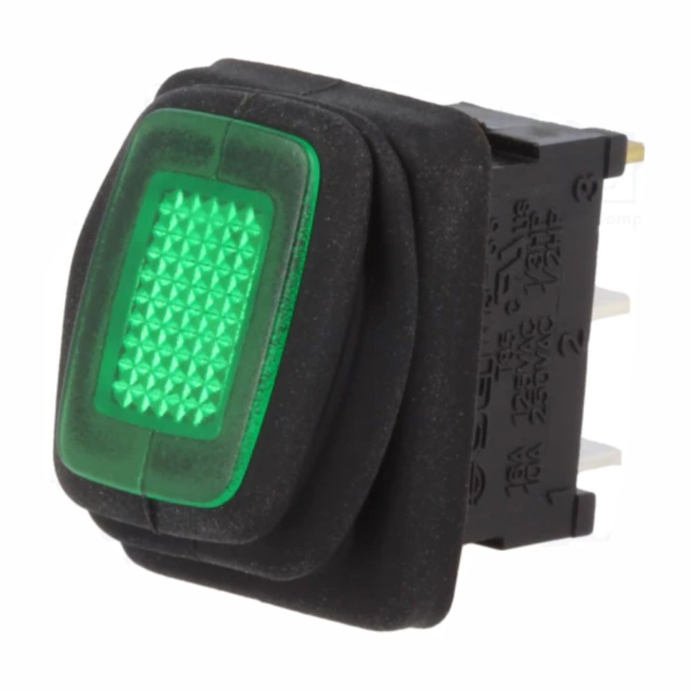 Interruptor Basculante C/ Luz 16A-250VAC SPST ON-OFF Verde