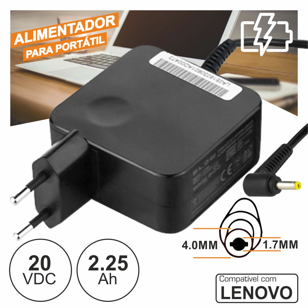 ALIMENTADOR PC Lenovo 20V 2.25A 45W  4.0x1.7mm