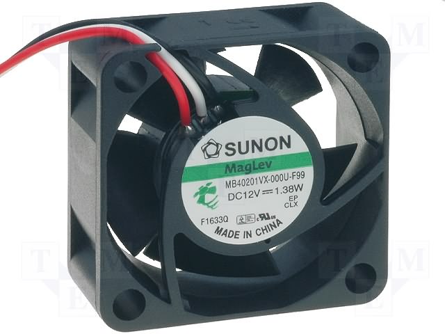 VENTILADOR  12V 40*40*20 3 fios Sunon mb40501vx-000u-f99