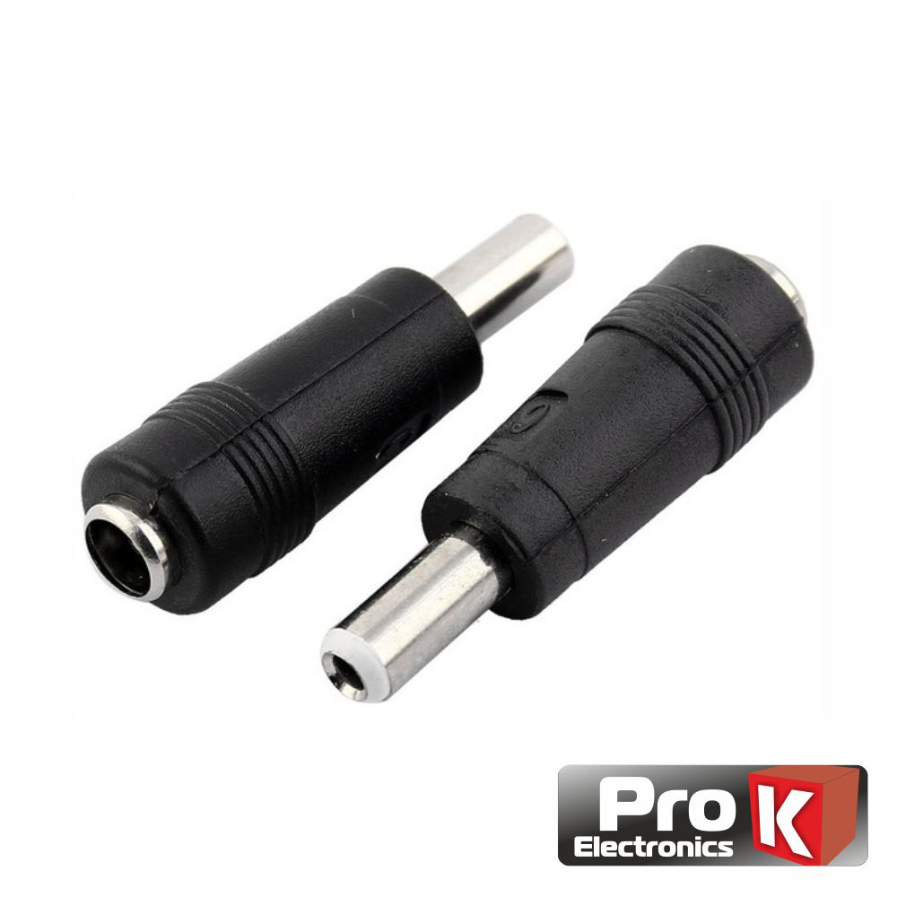 FICHA ADAPTADORA ALIMENTAÇÃO DC Ø5.5-2.1MM FEMEA P/ Ø5.5-2.5MM MACHO