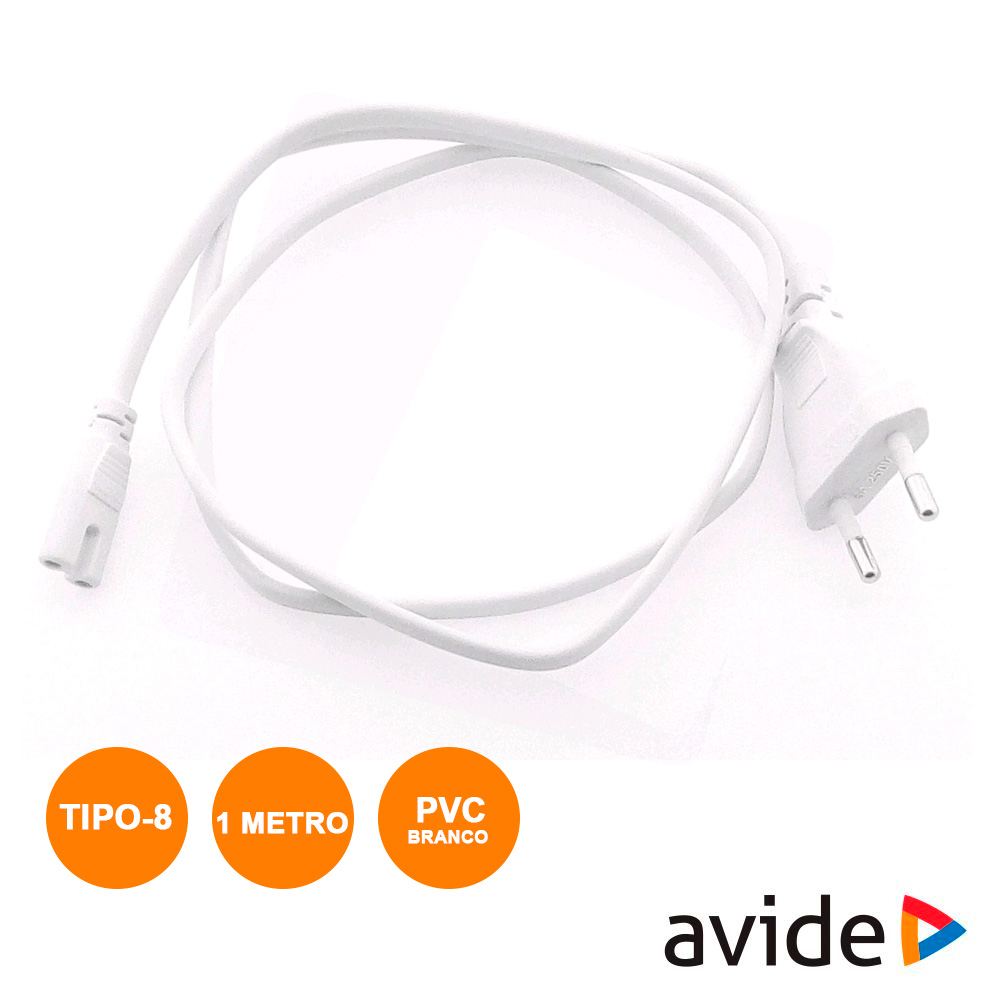 Cabo Alimentação AC Plano / Tipo 8 IEC320 C7 1mt  AVIDE