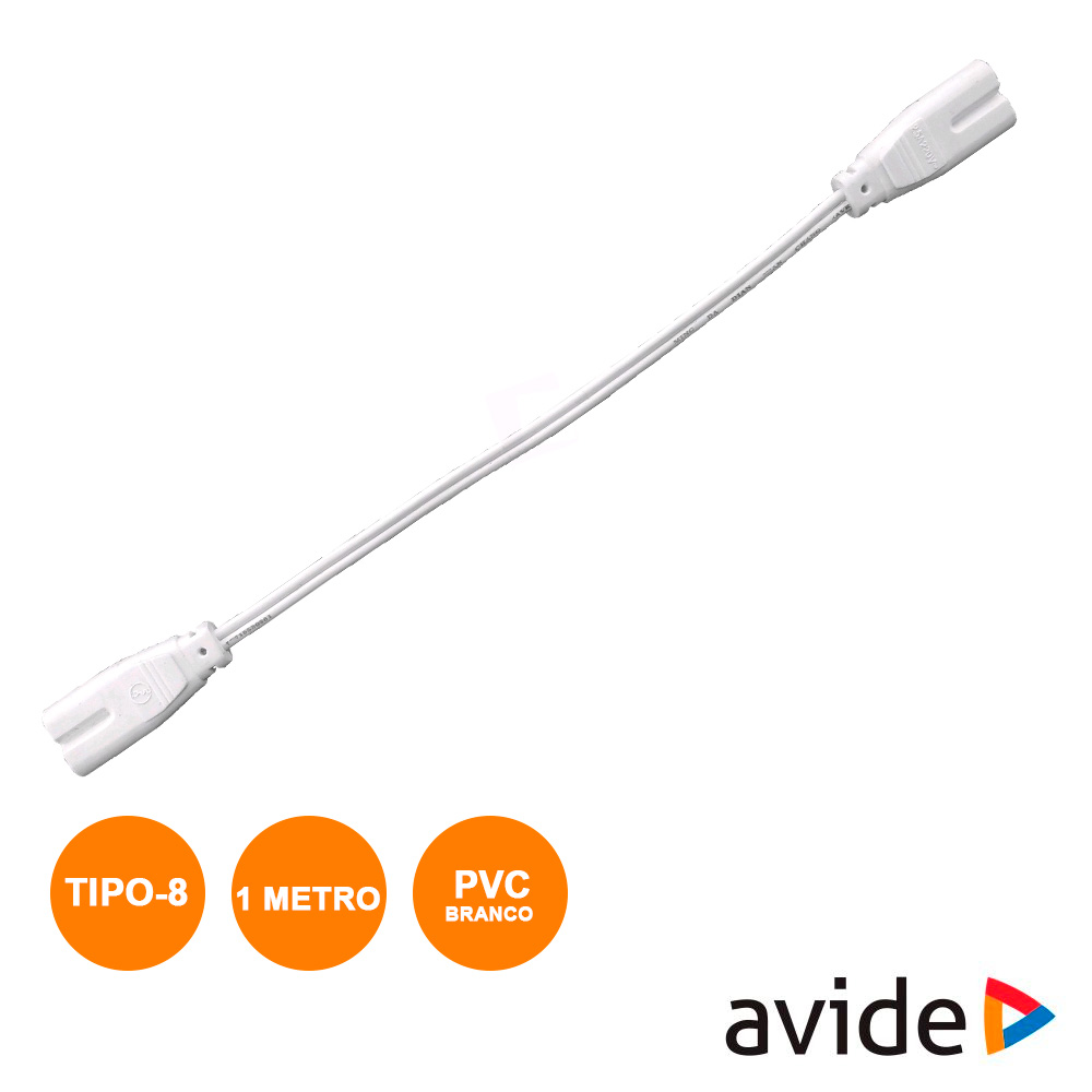 Extensão Tipo 8 IEC320 C7 Macho / Macho Branco AVIDE