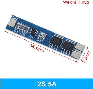 Placa da proteção BMS Li-íon 18650 - 2 Baterias 5A