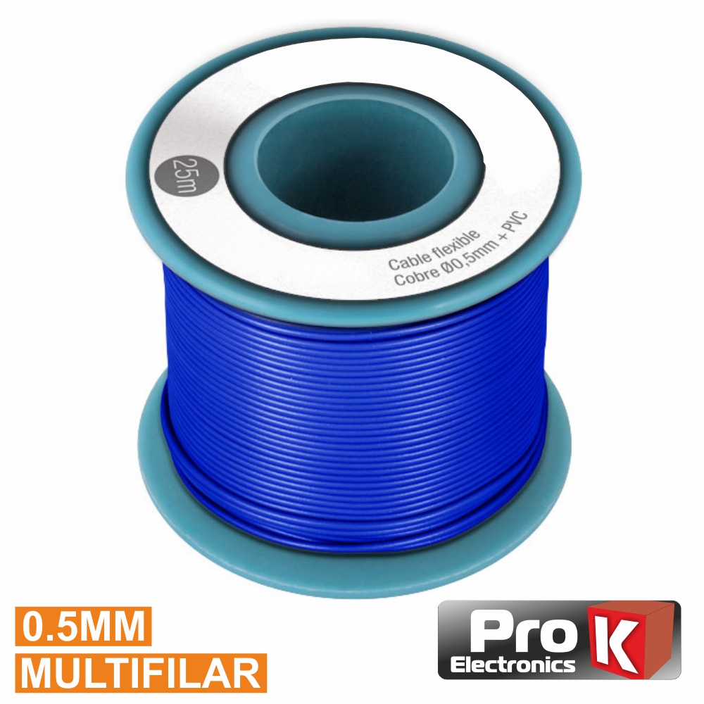 Cabo Multifilar Azul 0.5mm Rolo 25m PROK