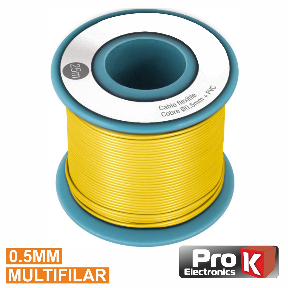 Cabo Multifilar Amarelo 0.5mm Rolo 25m PROK