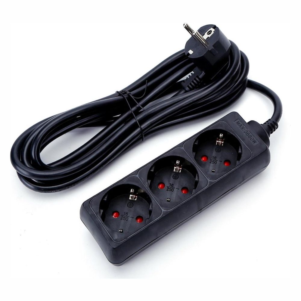Extensão Elétrica 3 Vias Shucko 1,5mt Preta