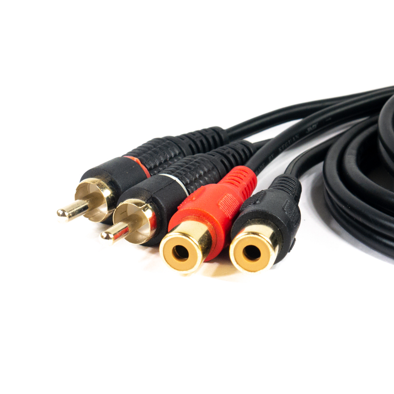 Cabo Audio 2xRCA Macho / 2xRCA Fêmea 1,5mt