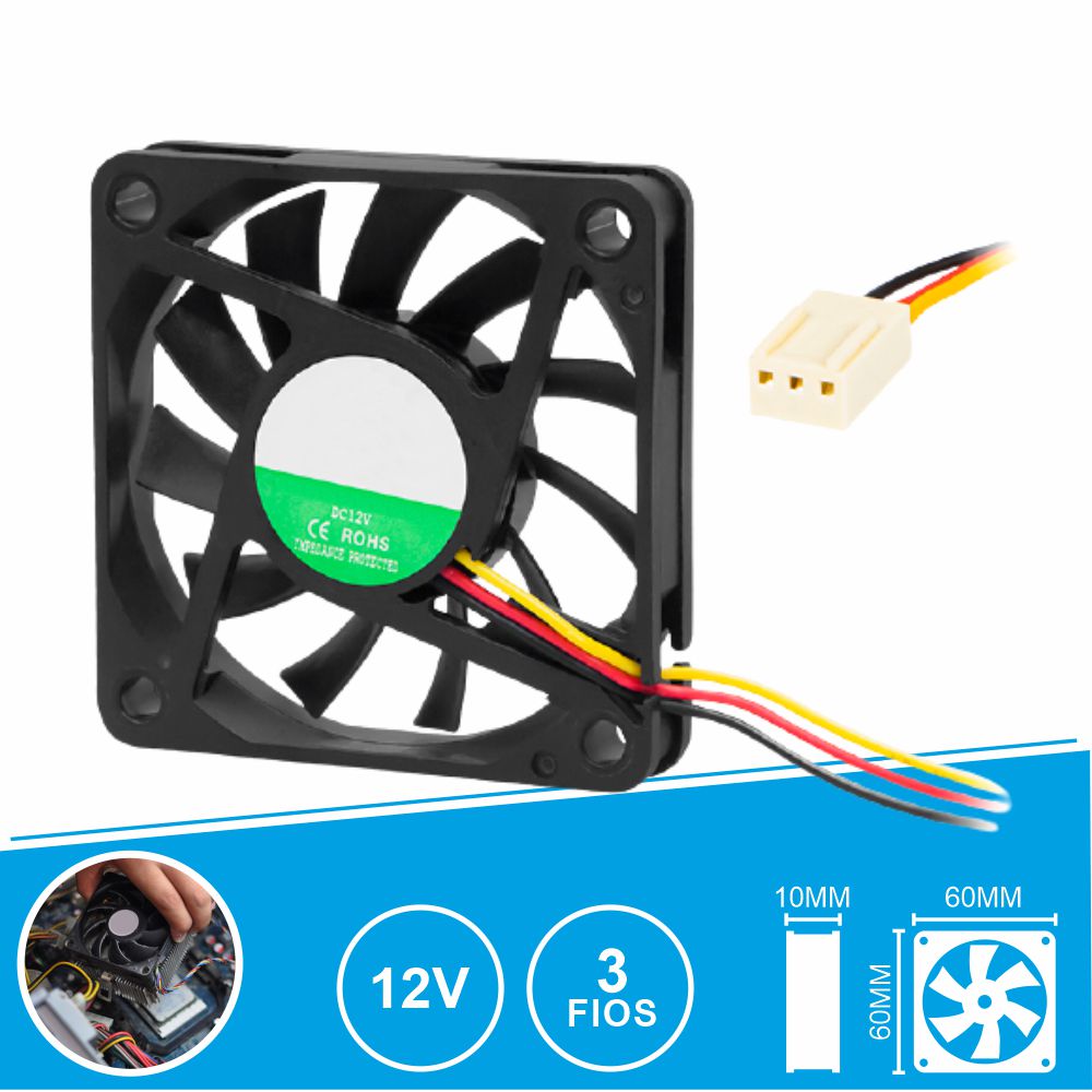 VENTILADOR  12V 60x60x10 3 Fios