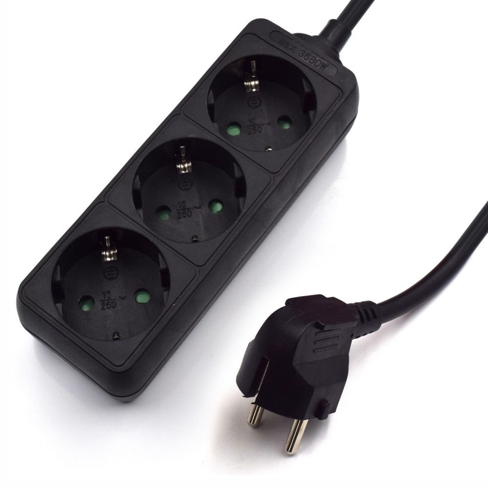 Extensão Eléctrica 3 Vias Shucko 1,5mt Preta