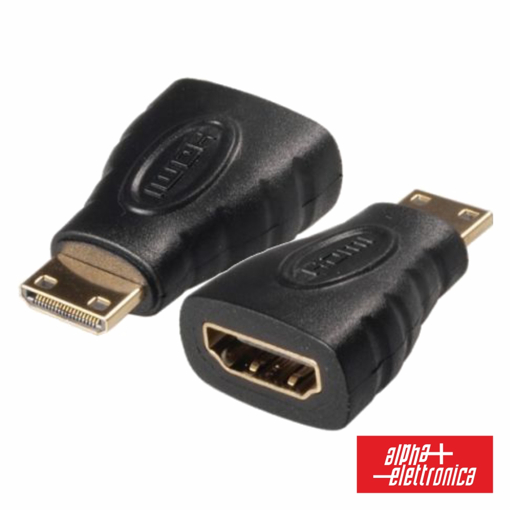 Adaptador mini HDMI Macho / HDMI Fêmea - Dourada