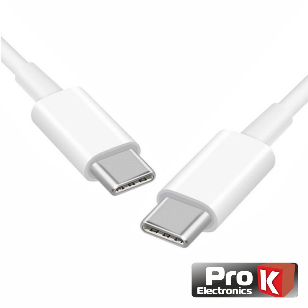 Cabo USB-C 2.0 Macho / USB-C Macho 1M Branco PROK