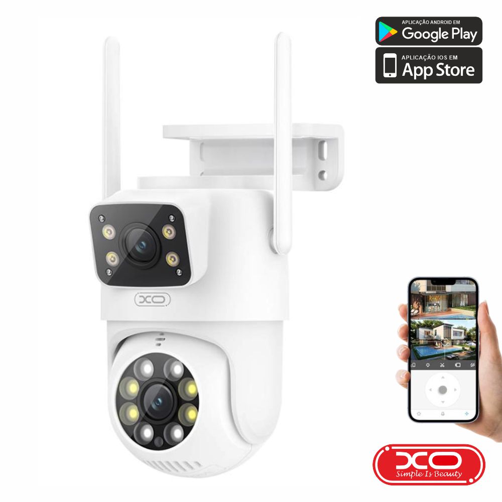 Câmara Vigilância IP Rotativa Dupla 4MP Wi-Fi  XO-CR06