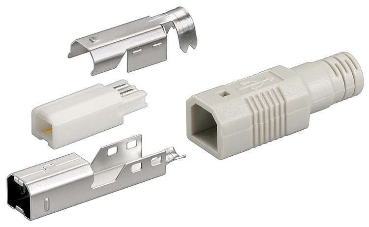 Ficha USB "B" Macho p/ Soldar