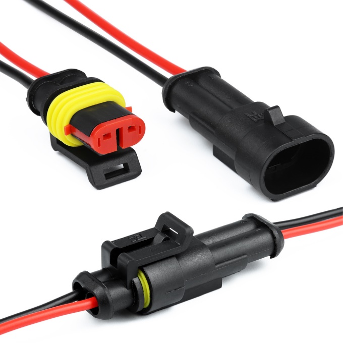 Kit 2 Fichas conetoras de Potencia  Superseal 2 ligações IP67 com cabo  16cm
